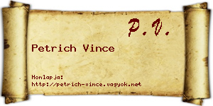 Petrich Vince névjegykártya